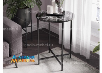Стол журнальный со стеклянной поверхностью ДП 1-03-04 цвет: черный/стекло мрамор черный