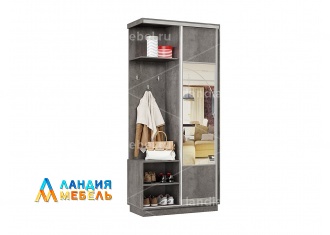 Прихожая Классика №01 Мини левая цвет: бетон/бетон, зеркало/серебро