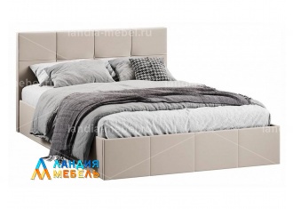 Спальный гарнитур Лора Кровать 1400 с мягкой обивкой цвет: кожзам бежевый