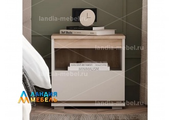 Спальный гарнитур Юта Тумба прикроватная цвет: жемчуг/дуб торонто