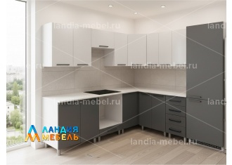 Кухонный гарнитур Тоскана 2,4 м*1,6 м цвет: белый/графит