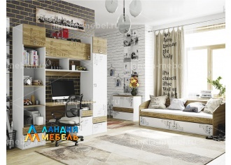 Спальный гарнитур Оксфорд Шкаф МЦН цвет: ривьера/белый