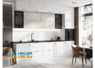 Кухонный гарнитур Престиж 3,0 м компоновка 2 цвет: браш вайт/прайм жем./бел.