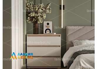Спальный гарнитур Юта Комод 3 ящ. цвет: жемчуг/дуб торонто