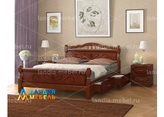 Кровать Карина 5 спальное место 1200*2000 цвет: орех с ламелями