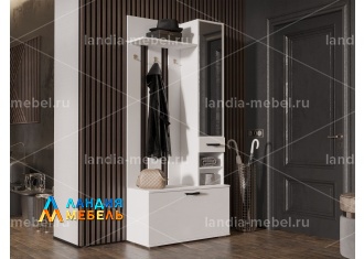 Прихожая Ника Вешалка с зеркалом цвет: белый гладкий
